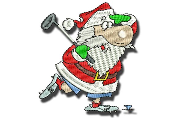 Charming Golfing Santa: A Festive Embroidery Delight
