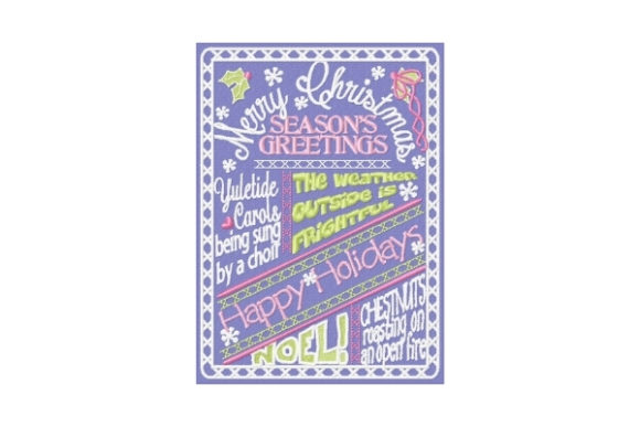 Charming Merry Christmas Word Art Embroidery