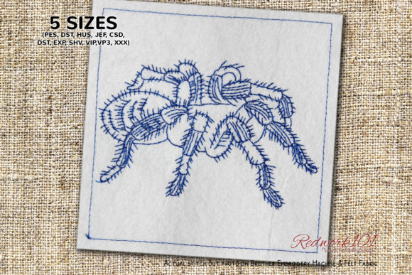 Hairy Tarantula Spider Redwork Design Review