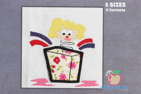 Joker in the Box Toy Applique: A Charming Embroidery Design