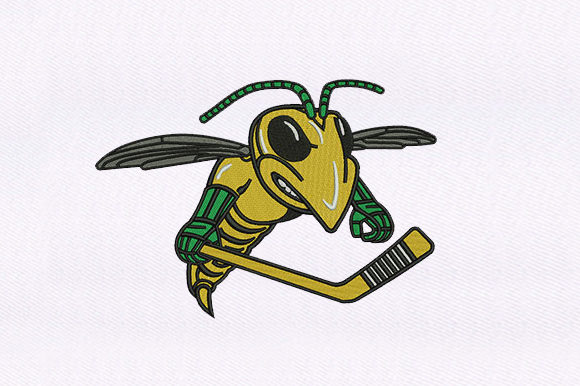 Player Hornet: A Bold and Detailed Embroidery Design